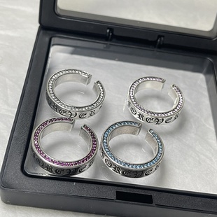 S925潮牌复古永恒之心戒指男女情侣款个性时尚指环十字双面戒指