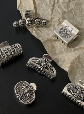 潮牌复古做旧双层十字架发夹女抓夹小众设计感高级轻奢发饰发抓