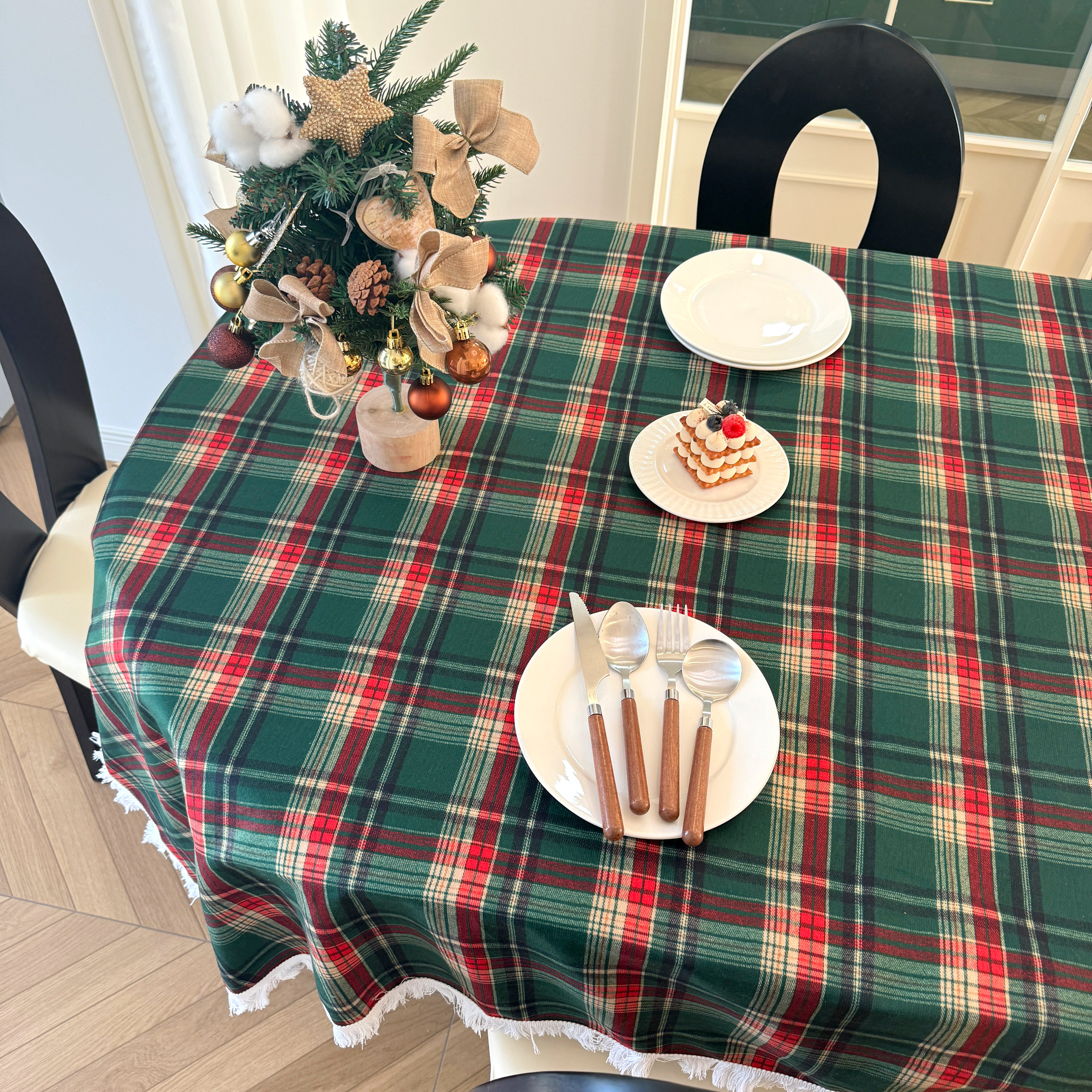 圣诞桌布格子花边绒布餐桌布正方形流苏茶几防尘布格纹桌布定制,居家布艺,桌布,淘宝优惠券,粉丝福利购,淘宝优惠卷