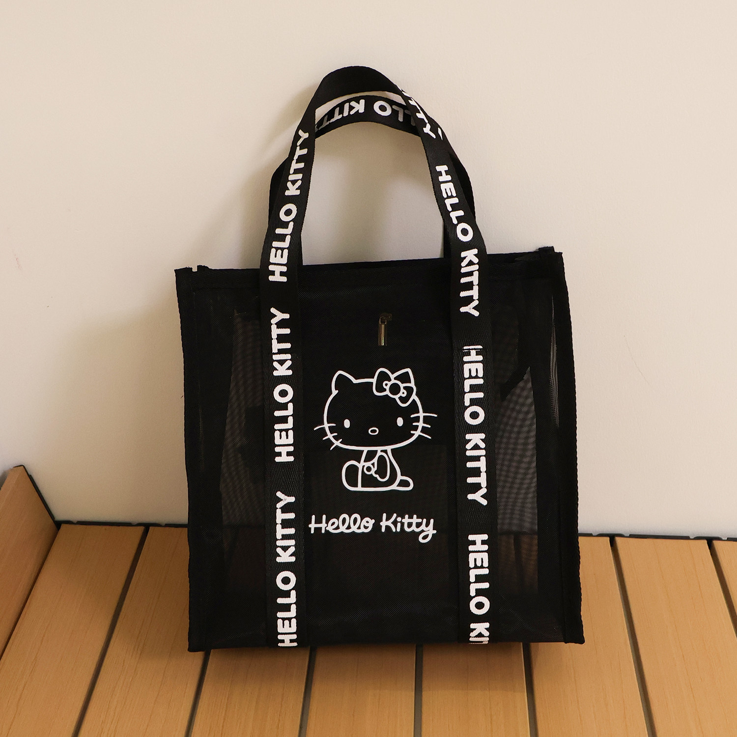Hellokitty凯蒂猫透气网纱手提袋透明时尚轻便外出通勤购物收纳包图片