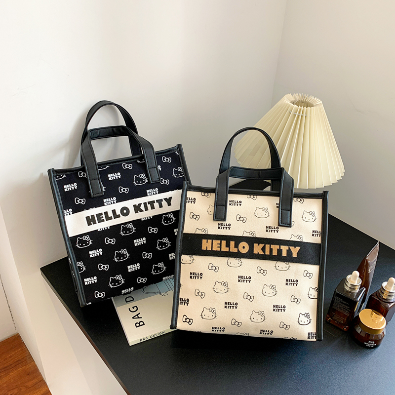 三丽鸥HelloKitty帆布手提袋上班族饭盒袋子便当包外出便携通勤包