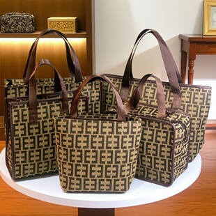 欧美风时尚 手提袋女包包高颜值帆布手拎妈咪包上班族饭盒袋便当包