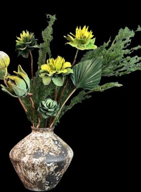 油画系列绿色套装清新干花花束家装装饰