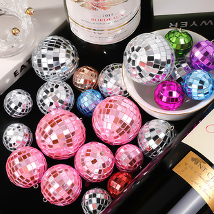 镜面球跨境羊角钉迪斯科球挂件圣诞树装饰酒吧镭射泡沫圣诞球