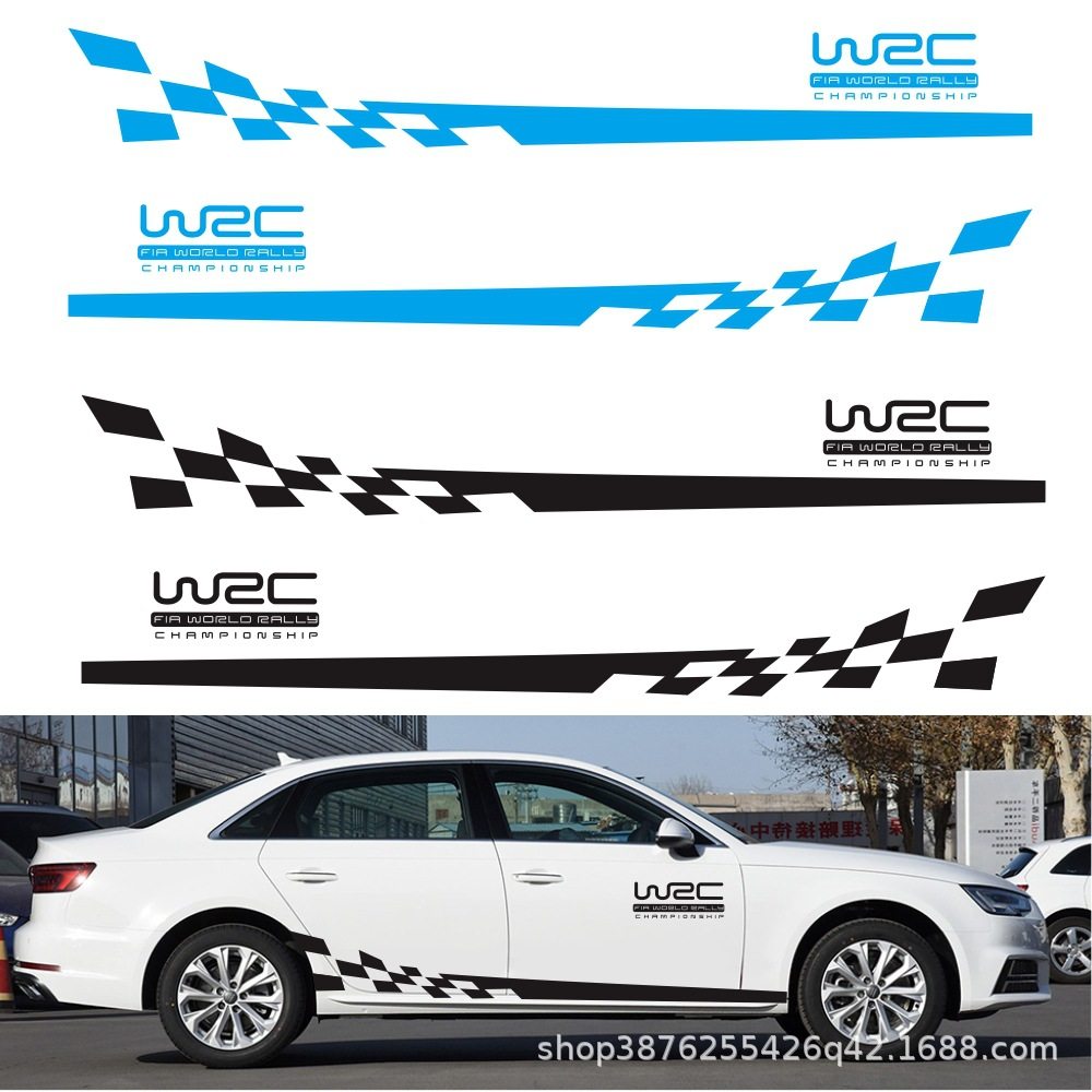 Y-100格子旗WRC 赛车改装侧裙腰线拉花汽车贴纸个性改装车身贴纸