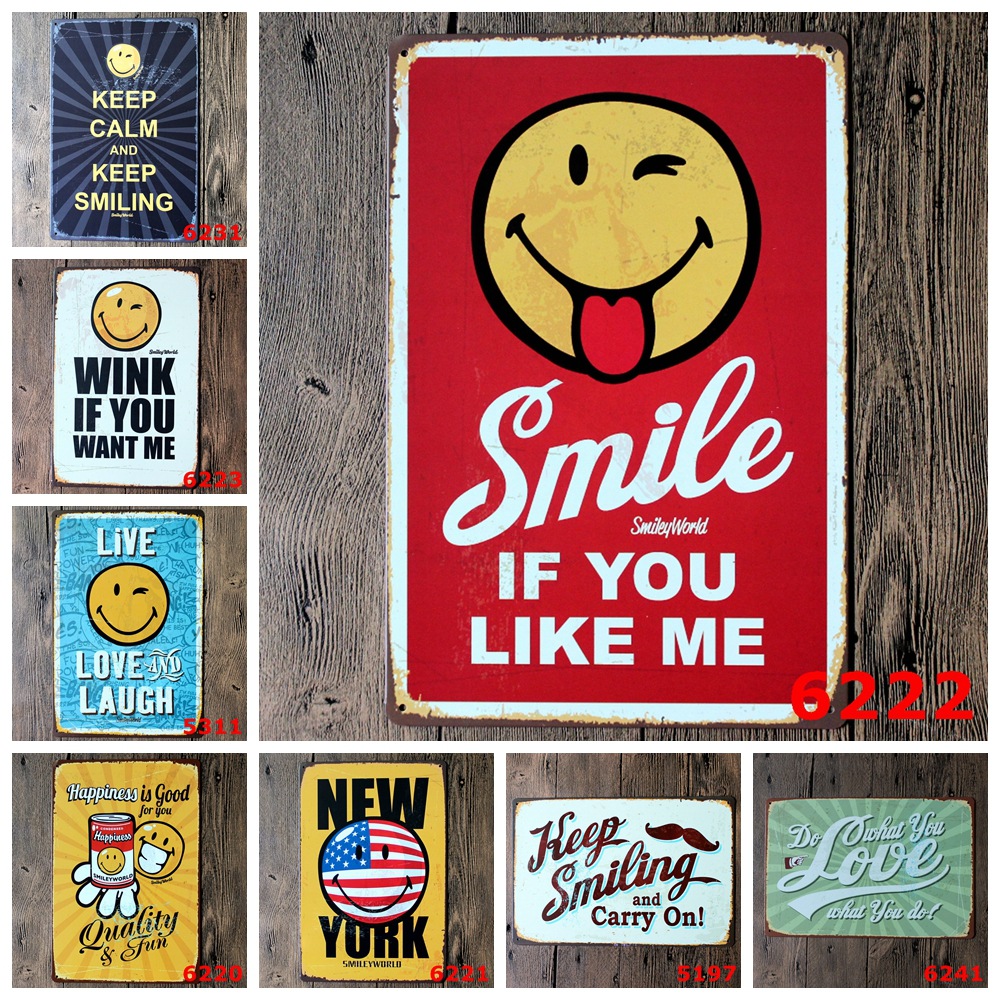 微笑 表情 欧美铁皮画  商店 卧室 酒吧 KTV装饰 外贸货源