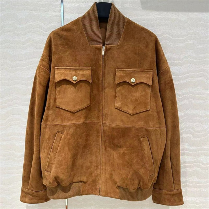 韩版中长小羊皮复古皮衣