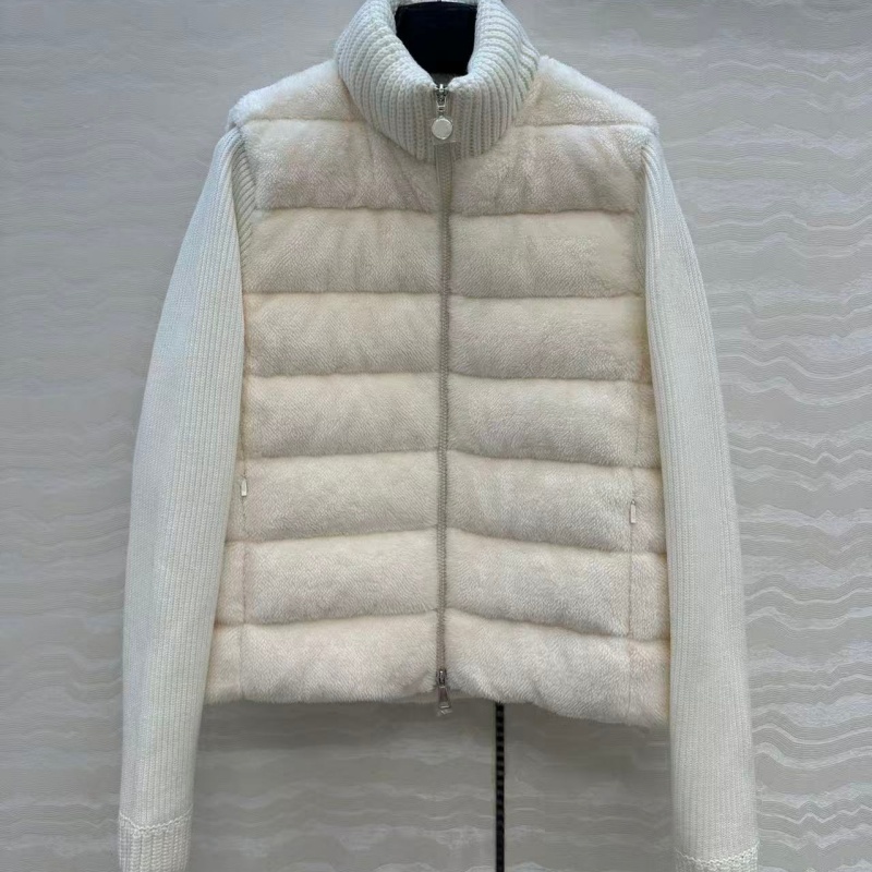 日系新款羊毛袖白鹅绒羽绒服女