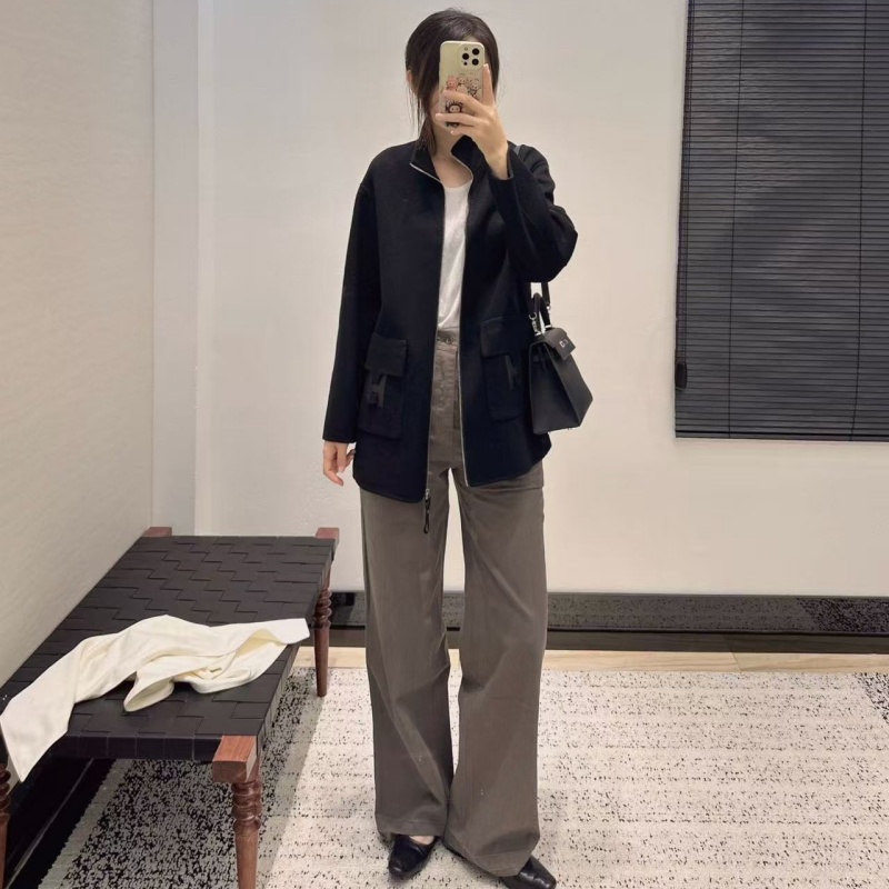 日系新款纯手工双面尼立领大衣