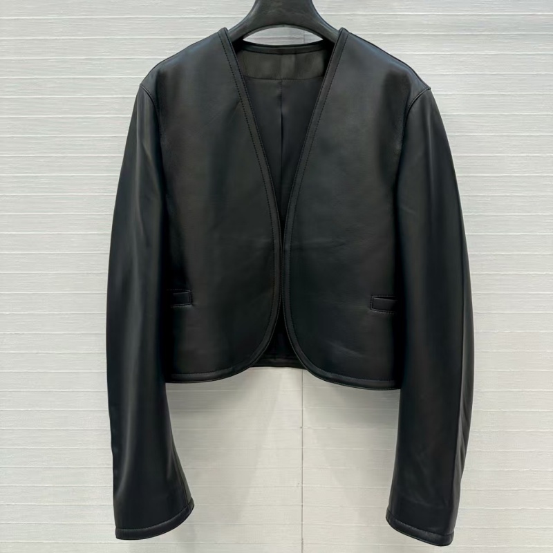 日系新款进口羊皮弯刀袖皮衣