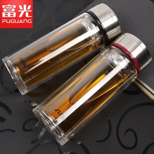 富光健牌双层水晶玻璃杯X1916大容量商务泡茶水杯子办公室高档款