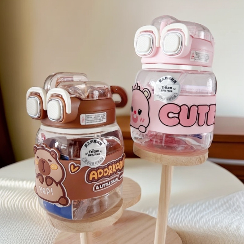 学生水杯780ml容量tritan材质双饮可爱卡通吸管杯 儿童小水壶