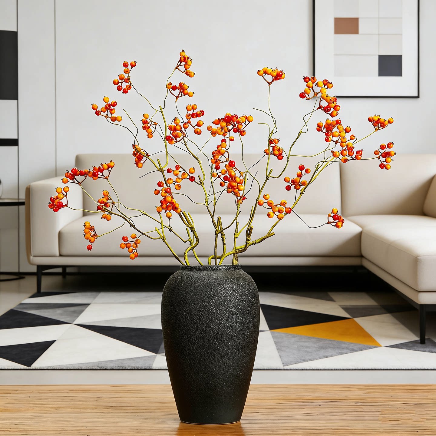 仿真冬青果马桑果浆果花艺摆件客厅装饰花艺简约禅意家居假花插花