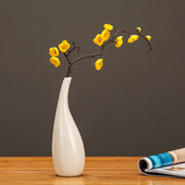 新中式 手感仿真禅意小梅花绢花腊梅假花书架酒柜格子花艺干花摆件