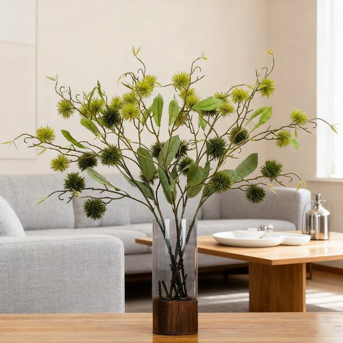 仿真板栗模型栗子浆果树枝花艺