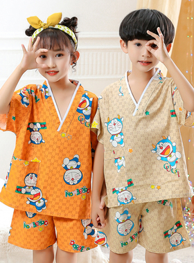 儿童汗蒸服纯棉宝宝浴服大童小童男童女童小孩卡通全棉可爱桑拿服