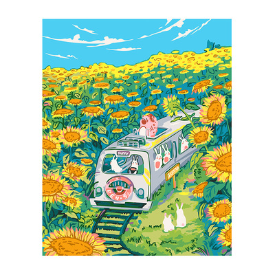 兔兔乐园diy数字油画填充填色客厅风景装饰画