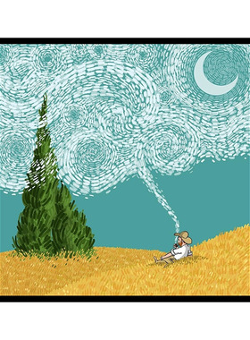 DIY数字油画油彩画室内挂画ins风梵高田园插画手工填充涂鸦装饰画