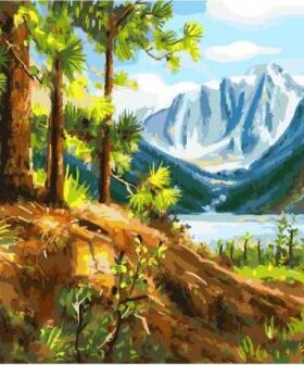 diy数字油画抽象风景静物填色绘油彩装饰画 夏天河边的树林里