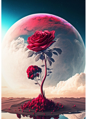 永不凋谢的玫瑰花diy数字油画填充填色客厅花卉装饰画