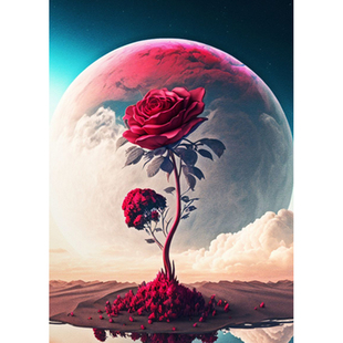 永不凋谢的玫瑰花diy数字油画填充填色客厅花卉装饰画