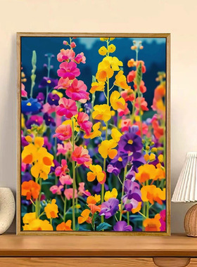 七彩油菜花数字油画diy填充填色高级感丙烯装饰画油彩画