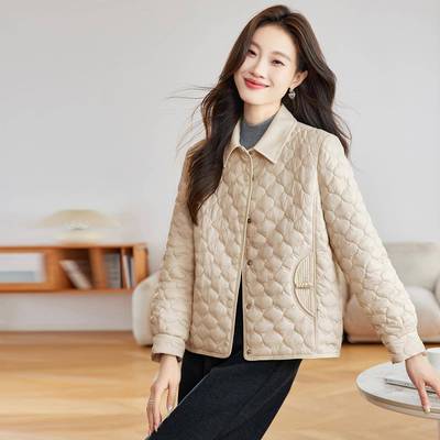 宽轻薄棉菱外套女冬季松小香风夹翻形领小个子新款W589棉衣