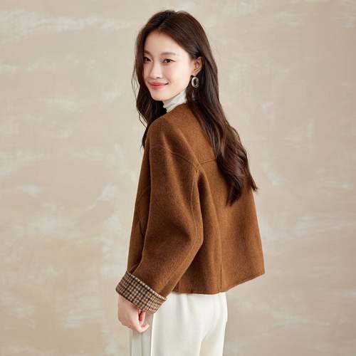 款羊毛双面呢子大衣款子毛呢外套女短新秋冬小个ZLAN2620时尚韩系