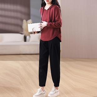 设计感女妈妈时尚 新款 宽松卫衣年闲两 春ZLU886W秋春季 休运动套装