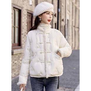 短款羽绒服女冬款小个子高香ZAI7755风新中新式白色绣花轻端薄小