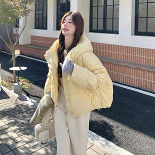 新款 77绒服女冬短减季 小个子洋气加厚白龄鸭绒外套 羽C09 奶黄色款