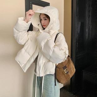 白色短款可拆卸袖子羽绒服女ZZB21A小子年新款加厚季个学冬生面包