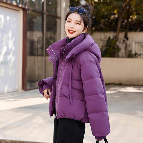 冬新款绒服新款时尚女连帽羽宽松小个子加ME922-1厚面包外服套