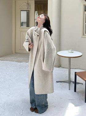 米白色双面羊大衣女长款冬季新款韩呢系时绒尚c186-861高级羊毛感