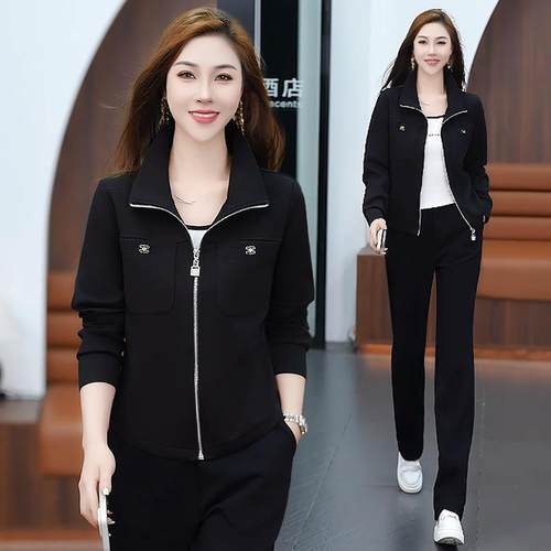 小个子妈妈秋装外新87710779款新年衣服春中老年人运套服动套装女