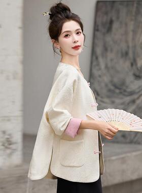 中式国风套宽装女春秋新款大新码松ZDIE5801气质盘扣上衣裙子两+