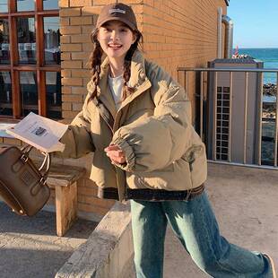 卡其色短款小子羽绒服c10-26女冬装新款街减龄设包计感炸保暖个面