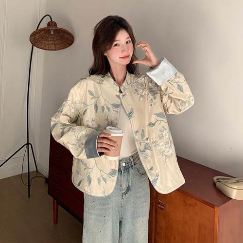 接级高感国风刺绣外套年女春季新款撞色宽松拼气质新ZZB008B中式