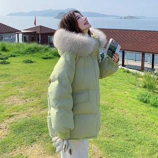 801加厚棉韩系爆款 院风b17 毛 新款 果绿色大领羽绒衣棉服女冬学季
