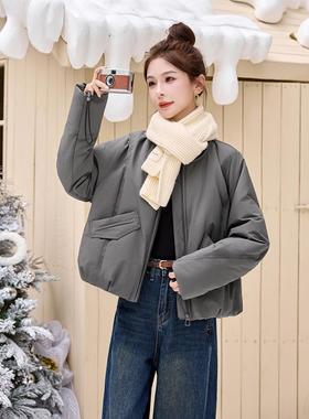 羽高端休闲ZYI99856派克服女外冬季年新款时尚气质无领白鸭绒保绒