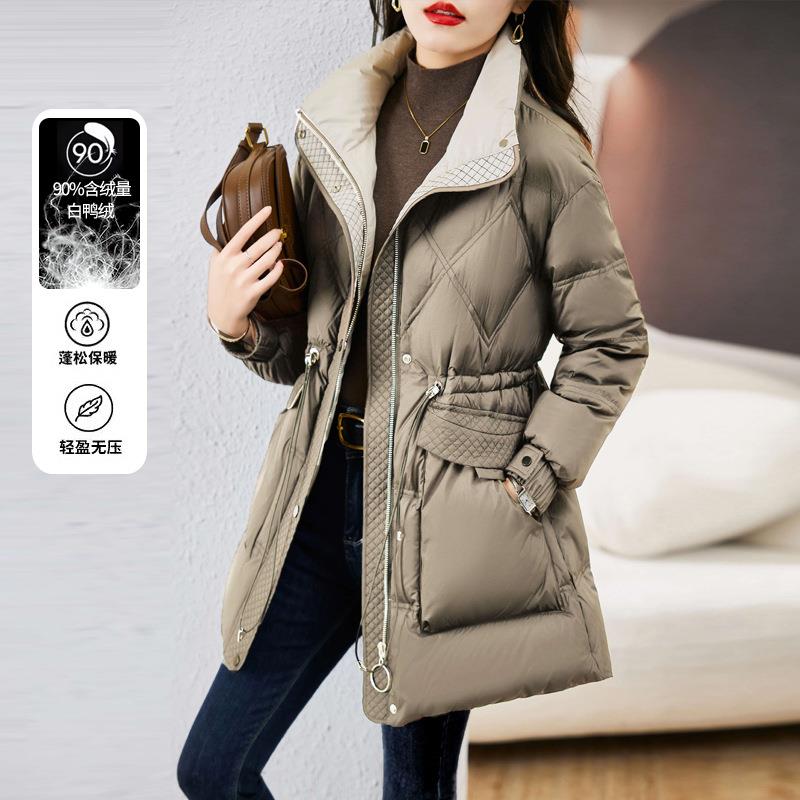 设计感流绒腰服女冬季中长款羽新款小个ZHANG060子行时尚收白鸭绒