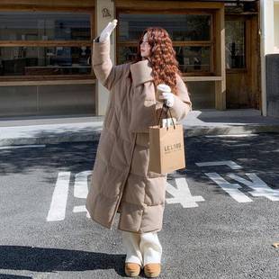 设计保爆款 暖卡其色长款 新款 871服女冬季 白鸭围绒外 巾泡芙羽C72