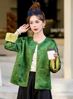 新品女装春秋新新式小个子AH66607套提花圆领中国风外款上衣