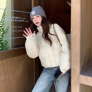 小个冬子白绒c257 新鸭款 661加厚甜美立领绒 羽绒服女季 羽黄色短款