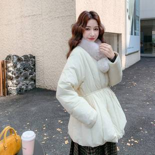米白千色金气风狐狸毛围脖羽绒服女冬小个子洋b06 AW1暖保白鸭绒