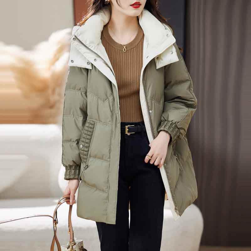 高时端羽ZHANG786绒个服女冬中款新款小子气质尚洋长气白鸭绒连帽