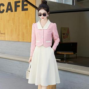 两时尚装LT261-0版秋冬季新款女装韩修身外套中长裙套件套裙