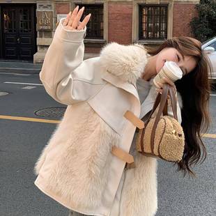 米杏色皮毛拼接短款羽绒服女新冬季b228-A5年款厚保暖质气加减龄