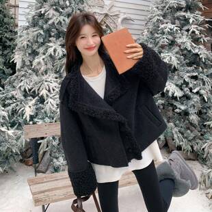 双面羊子毛呢外套女冬季新款个小子短款上洋气别致小个C12-508短