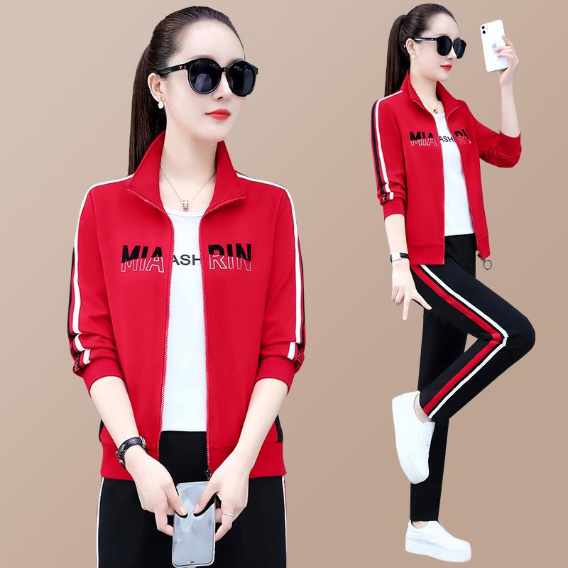 运尚动套装女春秋205款新时大码立领宽69811754松跑步卫衣开衫休